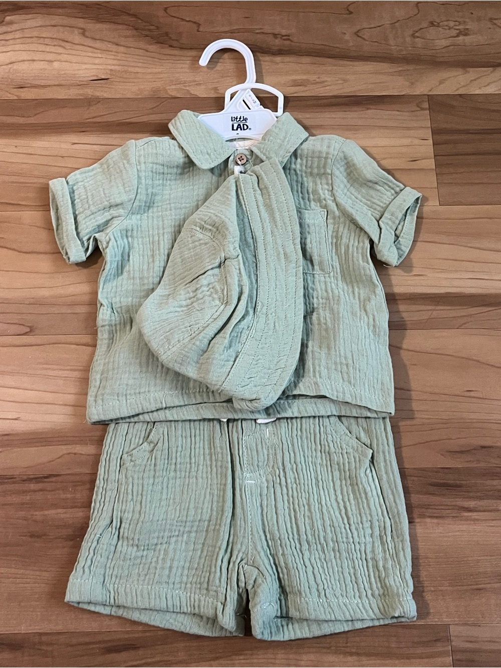 Little Lad 3 Piece Sage Green Cotton Set 6/9M NWOT - Picture 4 of 10